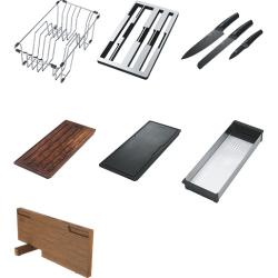 Franke Box Center BWX220-54-27 chiuvetă din oțel inoxidabil în stânga cu tocător set de cuțite și coș din sârmă 86x51cm 127.0587.643