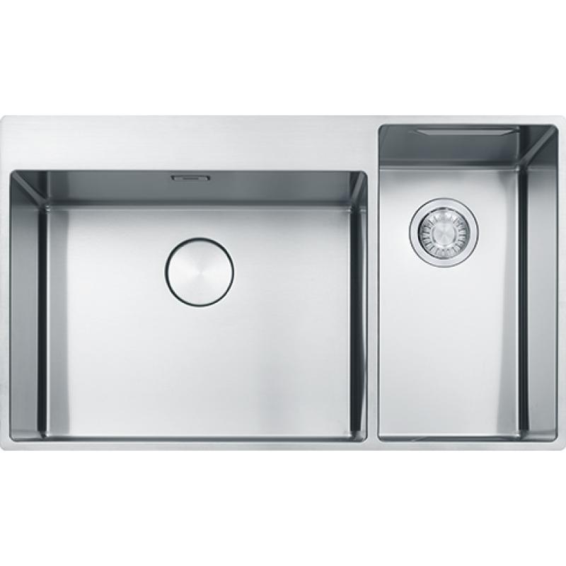 Franke Box Center BWX220-54-27 chiuvetă din oțel inoxidabil în stânga cu tocător set de cuțite și coș din sârmă 86x51cm 127.0587.643