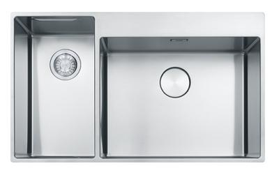 Franke Box Center BWX220-54-27 chiuvetă din oțel inoxidabil în dreapta cu tocător set de cuțite și coș de sârmă 86x51cm 127.0587.644