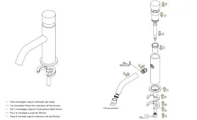 Waterevolution Flow Robinet pentru chiuvetă cu închidere automată, alamă periată T110TPLE