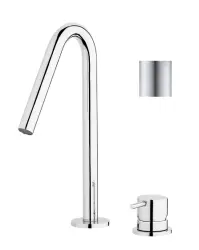 Robinetele pentru chiuvetă Waterevolution Flow cu 2 orificii, complet din oțel inoxidabil, cu o teavă mică în formă de V de 120 mm, T1121VIE.