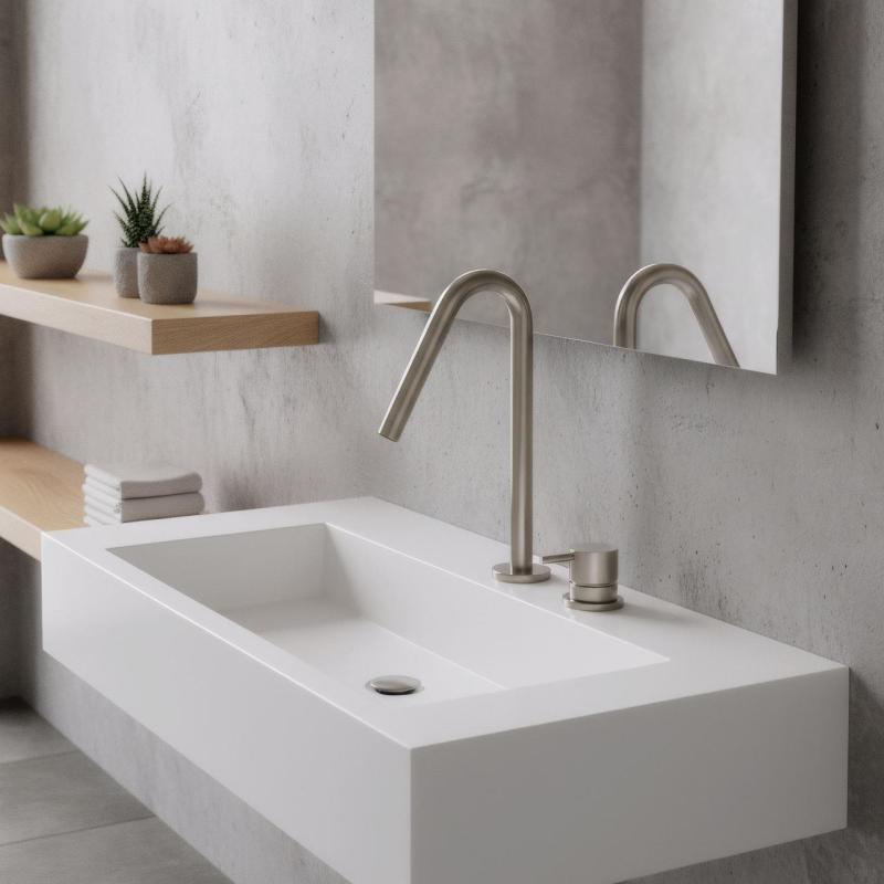 Robinetele pentru chiuvetă Waterevolution Flow cu 2 orificii, complet din oțel inoxidabil, cu o teavă mică în formă de V de 120 mm, T1121VIE.