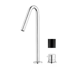 Robinetele de baie Waterevolution Flow cu două orificii, negre, cu un robinet cu ieșire înaltă de 120 mm, T1122VPR.