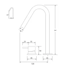 Robința de la chiuvetă Waterevolution Flow cu două orificii, din alamă periată, cu gură de scurgere înaltă de 120 mm T1122VLE.