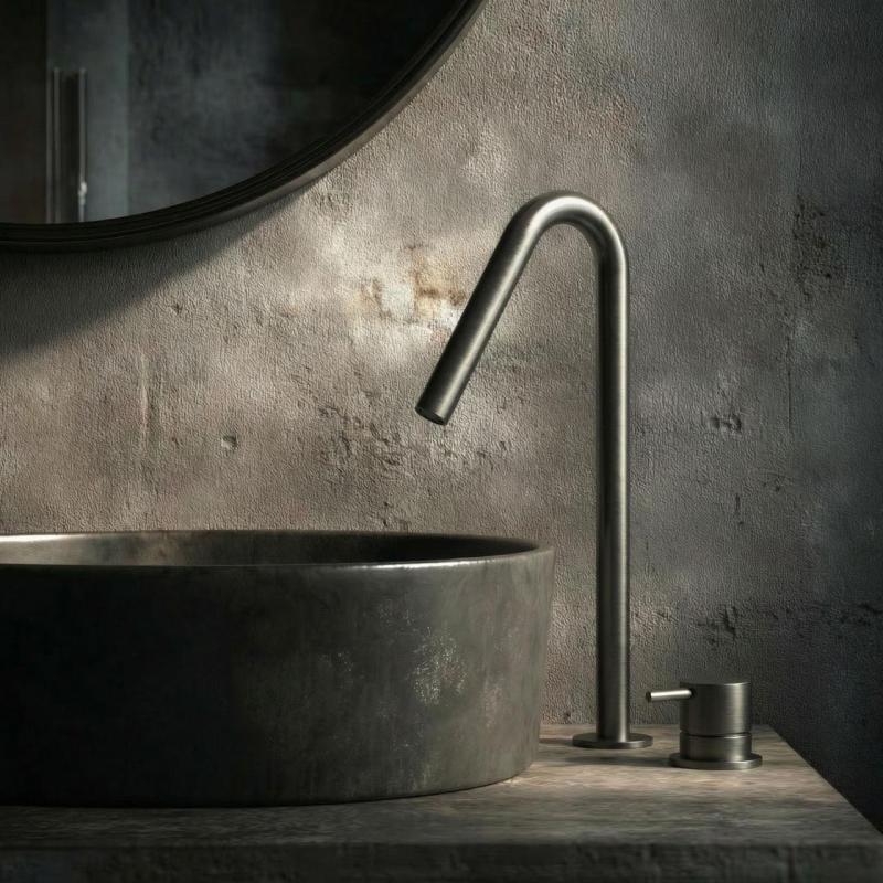 Waterevolution Flow Robinet pentru chiuvetă cu 2 găuri PVD Gun Metal cu ieșire înaltă V 120 mm T1122VGME