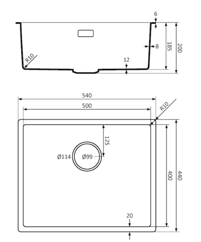 Lorreine 50BQ-FU chiuvetă neagră din cuarț, cu dimensiunile de 50x40cm, montată sub blat, cu suprafață plană, negru, cu capacul coșului negru 1208954002.