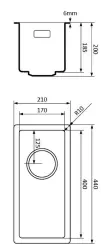 Chiuveta neagră cu cuarț Lorraine, cu dimensiunile de 17x40 cm, montată sub blat sau pe blat, cu un design plat, prevăzută cu un dop de scurgere de culoare aurie. Cod produs: 1208954028.