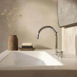 Robinetele de baie cu două orificii Waterevolution Flow, crom, cu jet de apă scăzut de 113 mm, T1121U01.