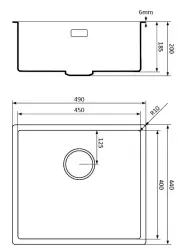 Chiuvetă Lorraine de quartz negru, de 45x40 cm, montată sub blat, cu suprafață plană, neagră, cu capac de scurgere din metal gun, cod 1208954037.