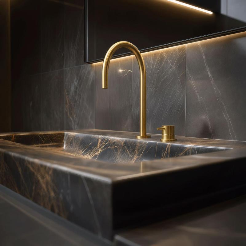 Robinet de baie Waterevolution Flow cu 2 găuri, din alamă periată, T1121ULE.