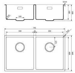 Lorreine chiuvetă cu două cuve din cuarț negru, subblat, supraîncastrată, neagră cu filtru metalic de culoare plumb 1208954058.