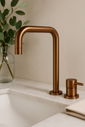Robinetele de chiuvetă Waterevolution Flow cu 2 orificii PVD, din cupru periat T112HCPE