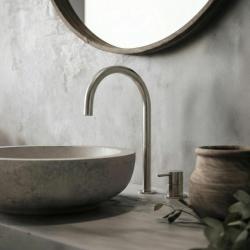 Waterevolution Flow Robinet pentru chiuvetă cu 2 găuri, complet din oțel inoxidabil, cu ieșire înaltă de 200 mm T1122UIE