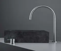 Robineta de chiuvetă Waterevolution Flow cu două orificii, complet din oțel inoxidabil, cu gât înalt de 200mm, T1122UIE.