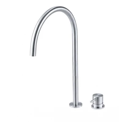 Waterevolution Flow Robinet pentru chiuvetă cu 2 găuri, complet din oțel inoxidabil, cu ieșire înaltă de 200 mm T1122UIE