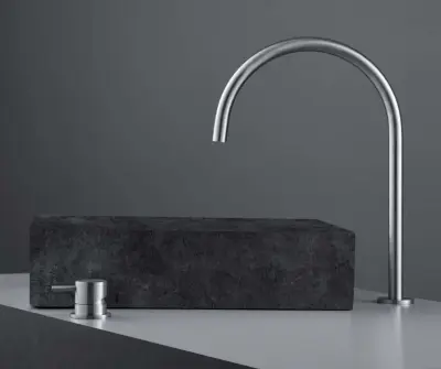 Waterevolution Flow Robinet pentru chiuvetă cu 2 găuri, complet din oțel inoxidabil, cu ieșire înaltă de 200 mm T1122UIE
