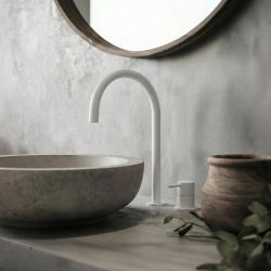 Waterevolution Flow Robinet pentru chiuvetă cu 2 găuri, alb, cu ieșire înaltă de 200 mm T1122UBR