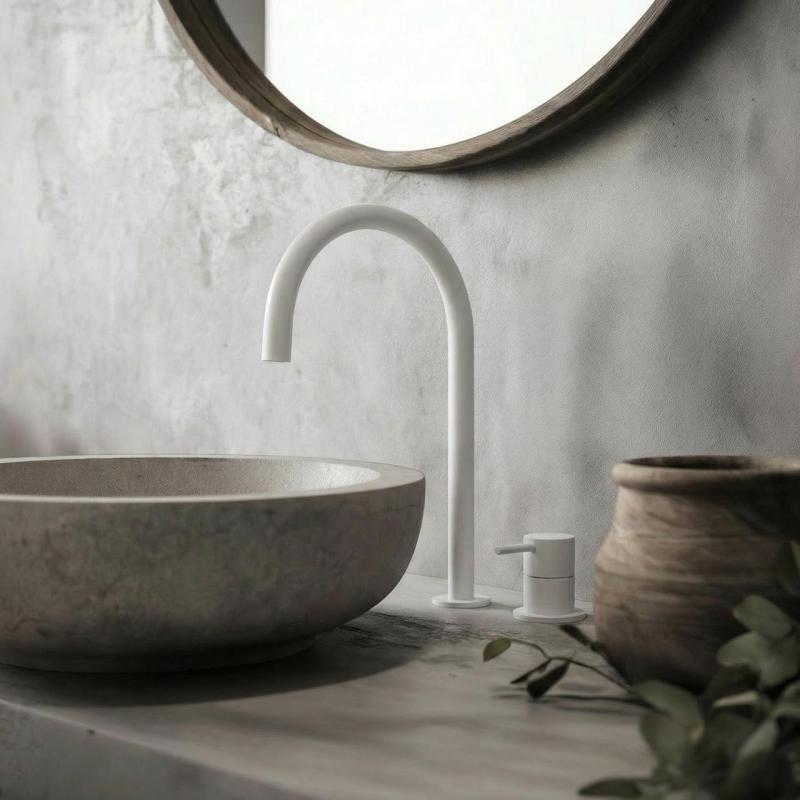 Waterevolution Flow Robinet pentru chiuvetă cu 2 găuri, alb, cu ieșire înaltă de 200 mm T1122UBR