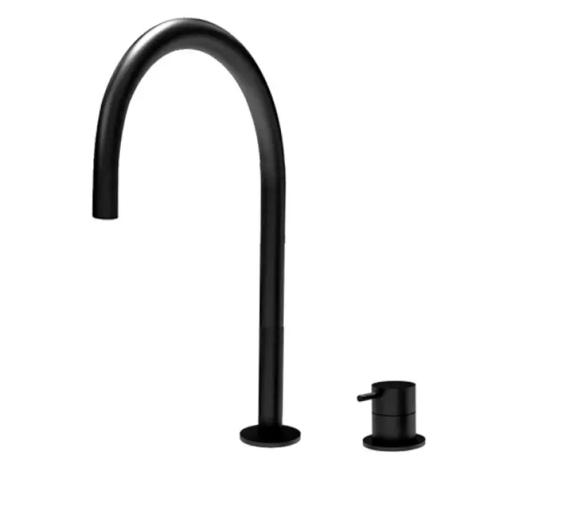 Waterevolution Flow Robinet pentru chiuvetă cu 2 găuri, negru, cu gura de scurgere înaltă de 200 mm T1122UPR
