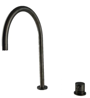 Waterevolution Flow Robinet pentru chiuvetă cu 2 găuri PVD Gun Metal cu ieșire înaltă U 200 mm T1122UGME