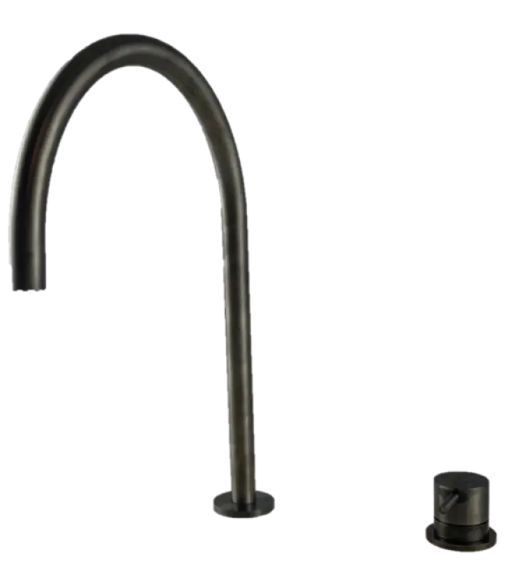 Waterevolution Flow Robinet pentru chiuvetă cu 2 găuri PVD Gun Metal cu ieșire înaltă U 200 mm T1122UGME