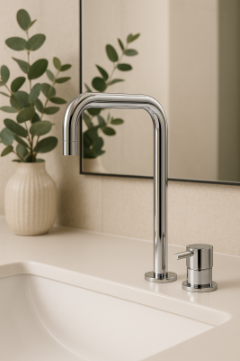 Ceaiul de apă Waterevolution Flow cu două orificii, robinet de chiuvetă cu ieșire înaltă de 210 crom T122H01.