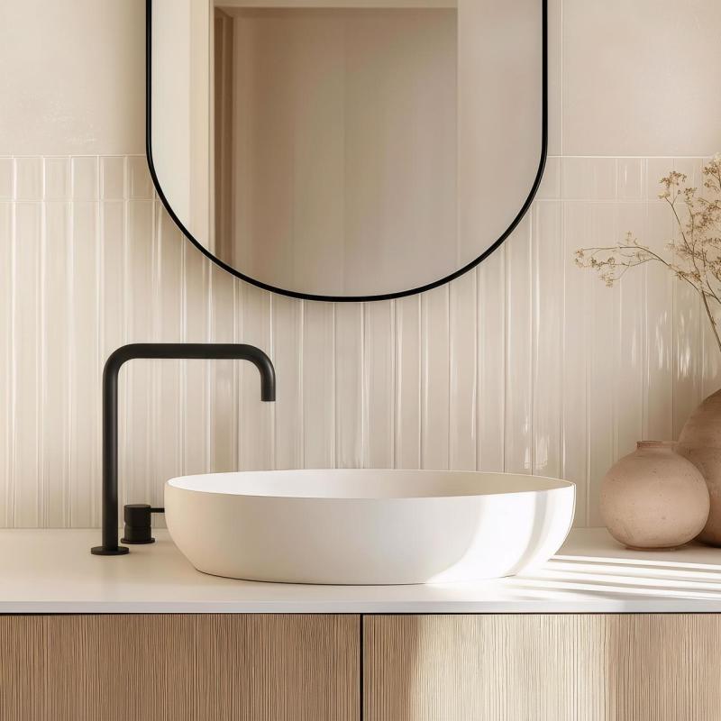 Robinetele de baie Waterevolution Flow cu 2 orificii, cu gât înalt, finisaj mat negru 222, T122HPR.