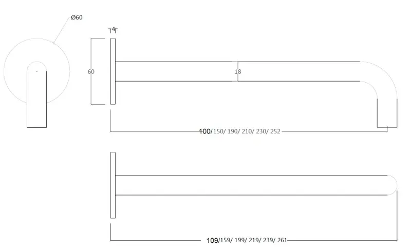 Waterevolution Flow Robinet de chiuvetă încastrat PVD Gun Metal cu gura de scurgere de 10 cm T116BME-10