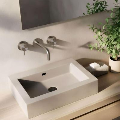 Robinetele de baie încorporate Waterevolution Flow cu 3 găuri, complet din oțel inoxidabil, cu o lungime de 10 cm pentru ieșirea apei, model T1163FIE-10.