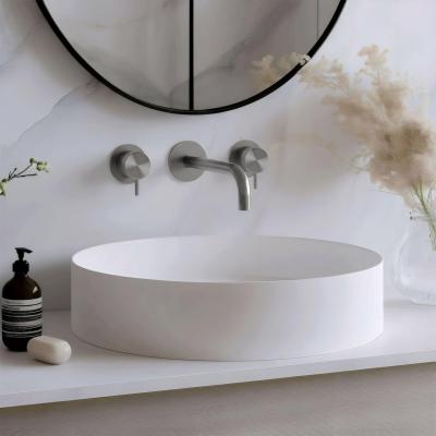 Robinetul încorporat Waterevolution Flow cu 3 găuri pentru chiuvetă, din oțel inoxidabil complet, cu duză de 15 cm, model T1163FIE-15.