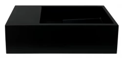 Solid-S Fântână din material solid surface, negru mat, L36 x l18 x H10 cm, cu capac, model stânga, fără orificiu pentru robinet, 1208954157