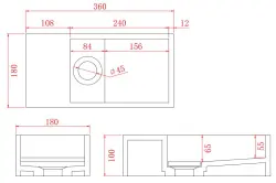 Solid-S Fântână din material solid surface, negru mat, L36 x l18 x H10 cm, cu capac, model stânga, fără orificiu pentru robinet, 1208954157