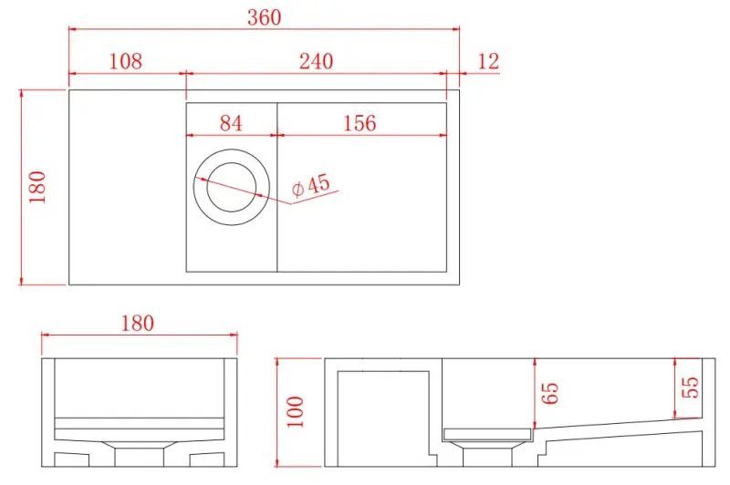 Solid-S Fântână din material solid surface, negru mat, L36 x l18 x H10 cm, cu capac, model stânga, fără orificiu pentru robinet, 1208954157