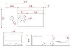 Solid-S Fântână din material solid surface, negru mat, L36 x l18 x H10 cm, cu capac, model stânga, cu orificiu pentru robinet 1208954158