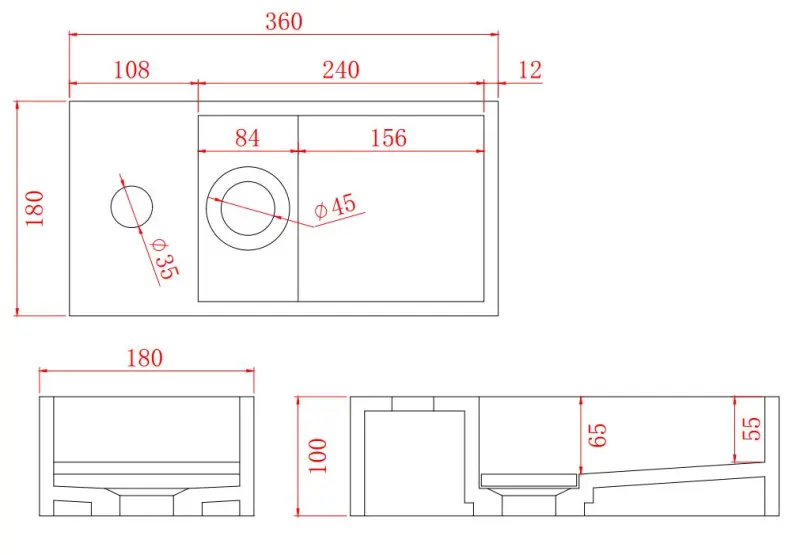 Solid-S Fântână din material solid surface, negru mat, L36 x l18 x H10 cm, cu capac, model stânga, cu orificiu pentru robinet 1208954158