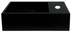 Solid-S Fântână din material solid surface, negru mat, L36 x l18 x H10 cm, cu capac, model dreapta, cu orificiu pentru robinet 1208954163
