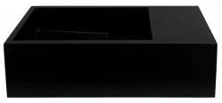 Solid-S Fântână din material solid surface, negru mat, L36 x l18 x H10 cm, cu capac, model dreapta, fără orificiu pentru robinet, 1208954164