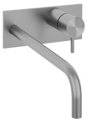 Robinetele de baie încorporate Waterevolution Flow, cu placă de acoperire, complet din oțel inoxidabil, cu gură de scurgere de 21 cm, model T1161BIE-21.