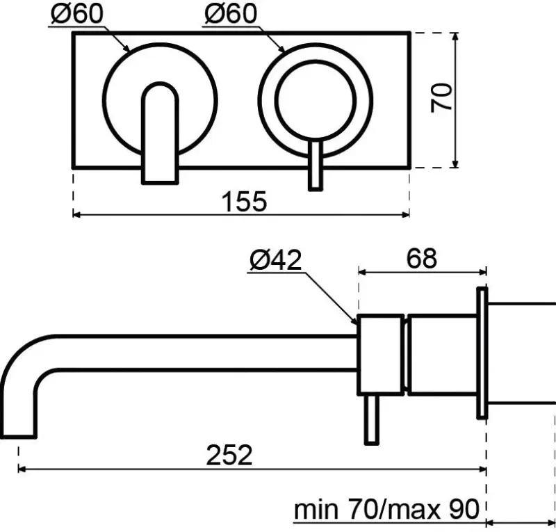 Waterevolution Flow baterie de chiuvetă încastrată cu placă de acoperire din oțel inoxidabil cu robinet de 21 cm T1161BIE-21