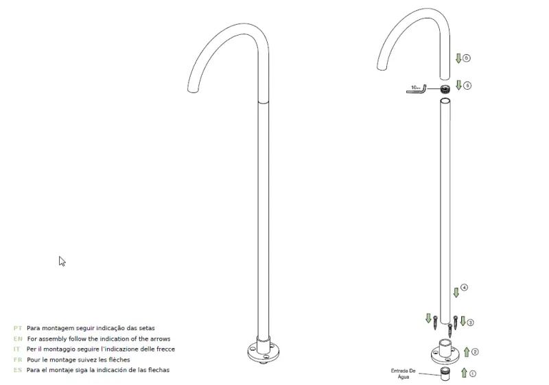 Robinetele de baie Waterrevolution Flow cu ieșire liberă pentru chiuvetă din alamă periată T1677LE