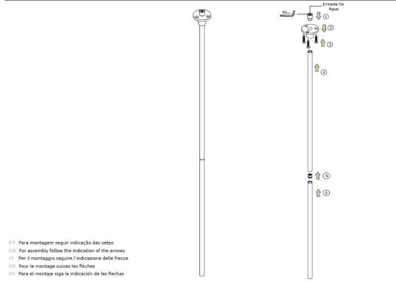Ceasul de apă Waterevolution Flow cu ieșire încastrată pentru chiuvetă de tavan, complet din oțel inoxidabil, T1678IE.