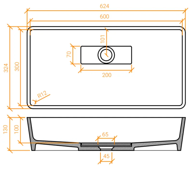 Solid-S City Chiuvetă de montare pe perete, alb mat, 62x32 cm, cu scurgere ascunsă 1208954250