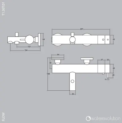 Robinetele de baie Waterevolution Flow cu set de dus manual PVD Gun Metal T130GME