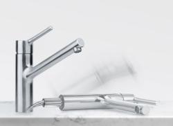 Franke Taros Neo Robinet de bucătărie scund din oțel inoxidabil masiv cu duză pivotantă 115.0596.320
