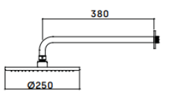 Duș Waterevolution Flow de 250 mm cu conexiune la perete, din alamă periată T164125LE.