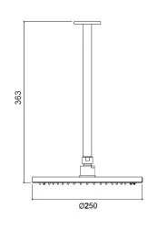 Dușul principal Waterevolution Flow de 250 mm cu conexiune la tavan, culoare alb mat T164225BR.
