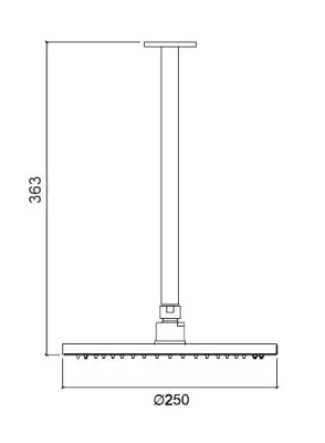 Duș Waterevolution Flow cu montare în tavan, cu duș de 250mm, finisaj cupru periat T164225CPE