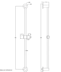 Evolutia apei Flow bara de dus 800mm din alama periată T1660LE