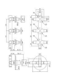 PB Classic termostat de duș încorporat nostalgic cu 3 robinete de oprire, bronz
