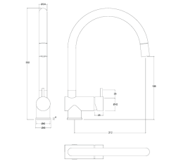 Waterevolution Flow Robinet de bucătărie din alamă periat cu duză extensibilă T155LE